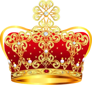 Ornate Golden Red Crown Transparent Background.png PNG Image