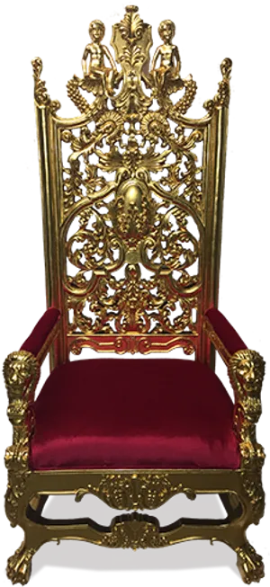 Ornate Golden Royal Throne PNG Image