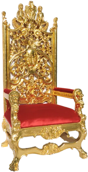 Ornate Golden Royal Throne PNG Image