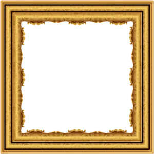 Ornate Golden Square Frame PNG Image