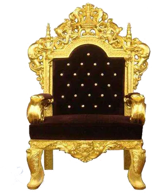 Ornate Golden Throne Chair PNG Image