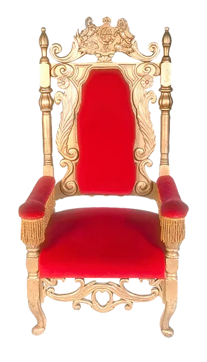 Ornate Golden Throne Chair PNG Image