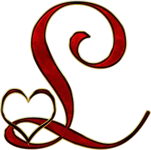 Ornate Letter Lwith Heart Design PNG Image