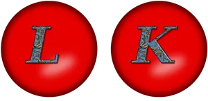 Ornate Letters L Kon Red Spheres PNG Image