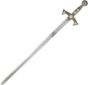 Ornate Medieval Sword Black Background PNG Image