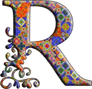 Ornate Mosaic Letter R PNG Image