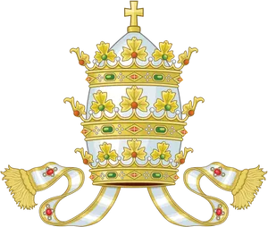 Ornate Papal Tiara Illustration PNG Image