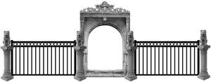 Ornate Stone Arch Gate PNG Image