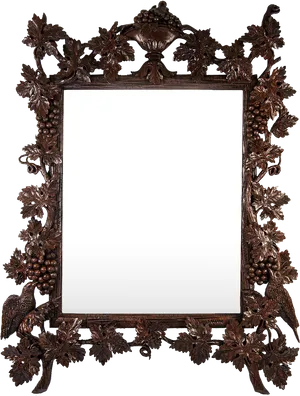 Ornate Wooden Framewith Floral Design PNG Image