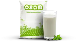 Osam Pasteurized Standardized Milk Packageand Glass PNG Image