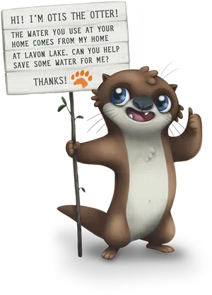 Otisthe Otter Water Conservation Sign PNG Image