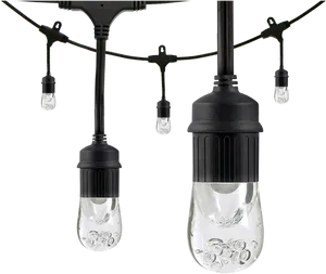 Outdoor String Lights Transparent Bulbs PNG Image