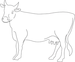 Outlined Dairy Cow Illustration PNG Image