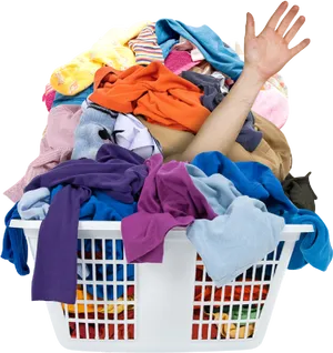 Overflowing Laundry Basket Drowning Person PNG Image