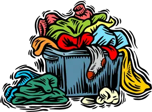 Overflowing Laundry Basket Illustration PNG Image