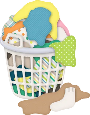 Overflowing Laundry Basket Illustration PNG Image