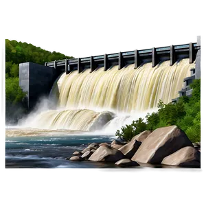 Overflowing River Dam Scenery Png 40 PNG Image