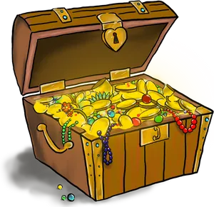 Overflowing Treasure Chest Illustration PNG Image