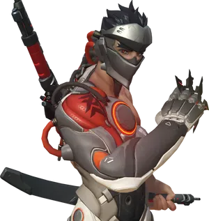 Overwatch Genji Cyberninja Pose PNG Image