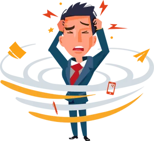 Overwhelmed Businessman Anxiety PNG