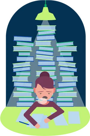 Overwhelmed By Paperwork PNG Image