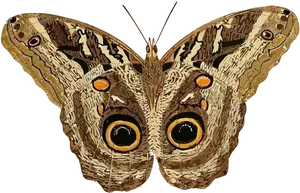 Owl Eyed Butterfly Illustration PNG Image