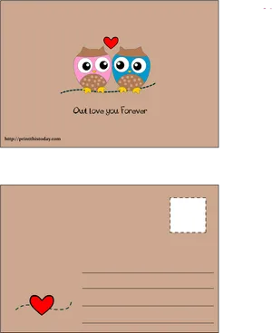 Owl Love You Forever Postcard PNG Image