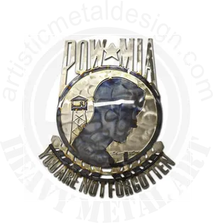 P O W M I A Emblem Metal Design PNG Image