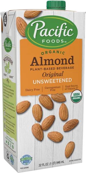 Pacific Foods Organic Unsweetened Almond Milk PNG Image