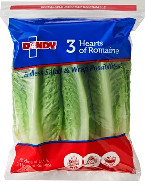 Packaged Romaine Lettuce Hearts PNG Image