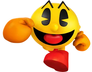 Pacman Character3 D Render PNG Image