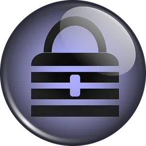 Padlock Icon Glossy Button PNG Image