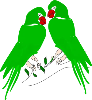 Pair_of_ Green_ Budgies_ Illustration.png PNG Image