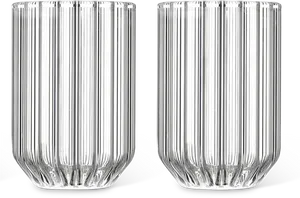 Pairof Clear Ribbed Glass Tumblers PNG Image