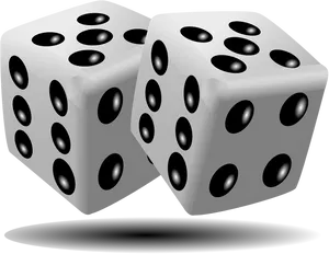 Pairof White Dice Black Dots PNG Image