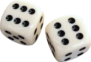 Pairof White Dice Black Dots PNG Image