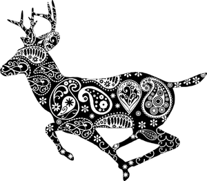 Paisley Patterned Deer Silhouette PNG Image