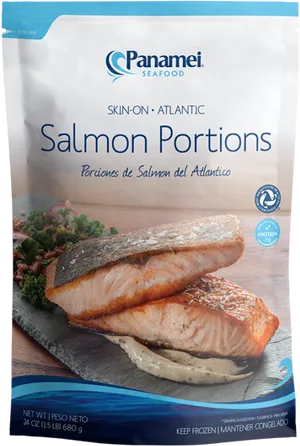 Panamei Seafood Salmon Portions Packaging PNG Image