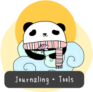 Panda_ Journaling_ Tools_ Illustration PNG Image