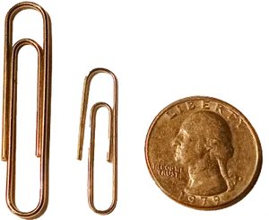 Paper Clipsand Penny Comparison PNG Image