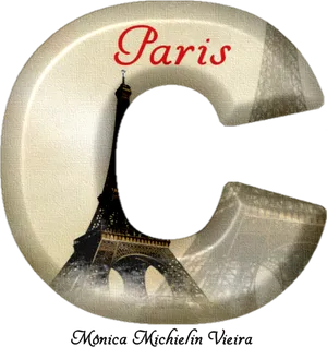 Paris Eiffel Tower Creative Letter C Design PNG Image