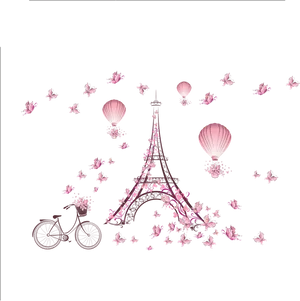 Parisian Dreams Eiffel Towerand Balloons PNG Image