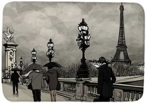 Parisian Stroll Eiffel Tower View PNG Image