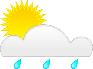 Partly Cloudy Rain Sun Icon PNG Image