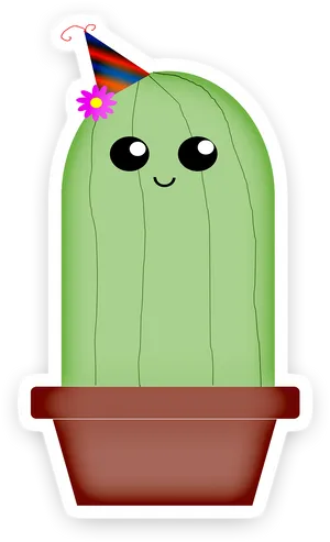 Party Cactus Cartoon Illustration PNG Image