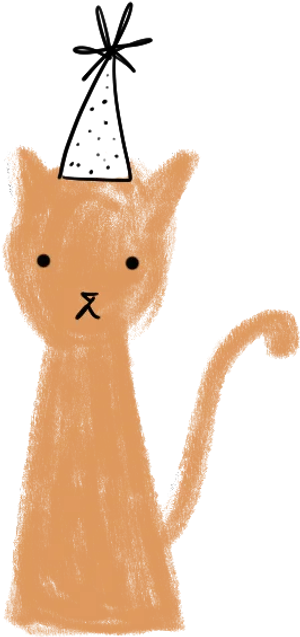 Party Cat Cartoon Drawing.png PNG Image