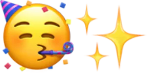 Party Face Emojiwith Sparkles PNG Image