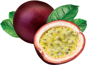 Passion Fruit Freshand Halved PNG Image