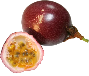 Passion Fruit Wholeand Halved PNG