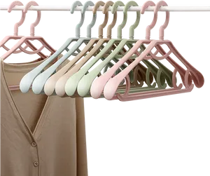 Pastel Colored Hangerson Clothing Rack.jpg PNG Image